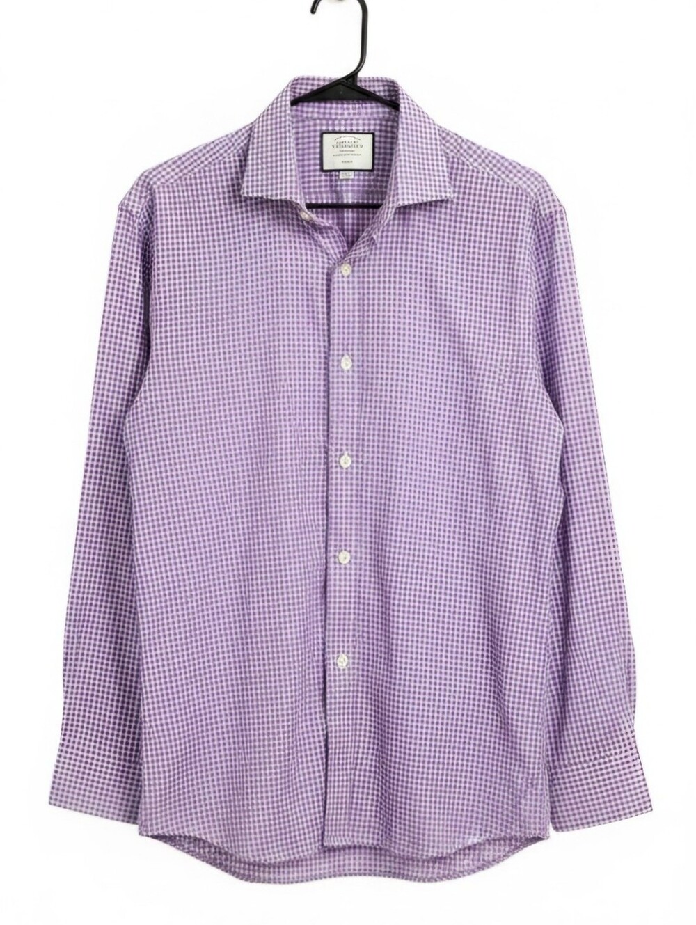 Charles Tyrwitt &Purple Casual Button Down  with Gingham Pattern 17/37 Inch